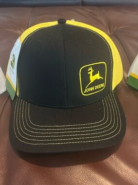 John Deere Black and Yellow Trucker Hat with Logo Patch